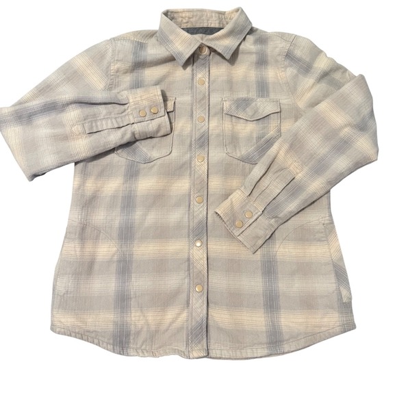 Prana Tops - Prana Plaid Flannel Shirt Jacket Womens Size Medium Snap Button Organic‎ Cotton